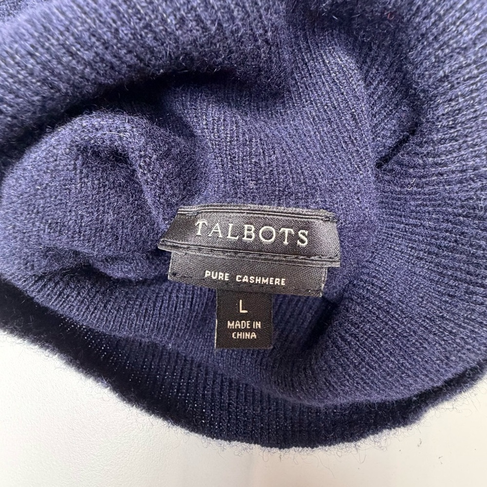 Talbots Women’s Elegant Navy Cashmere Turtleneck Sweater. Size L. Like new! - Picture 6 of 7